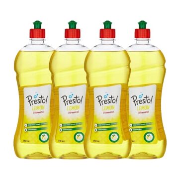 Amazon Brand - Presto! Dish wash Gel Lemon -750 ml (Pack of 4)