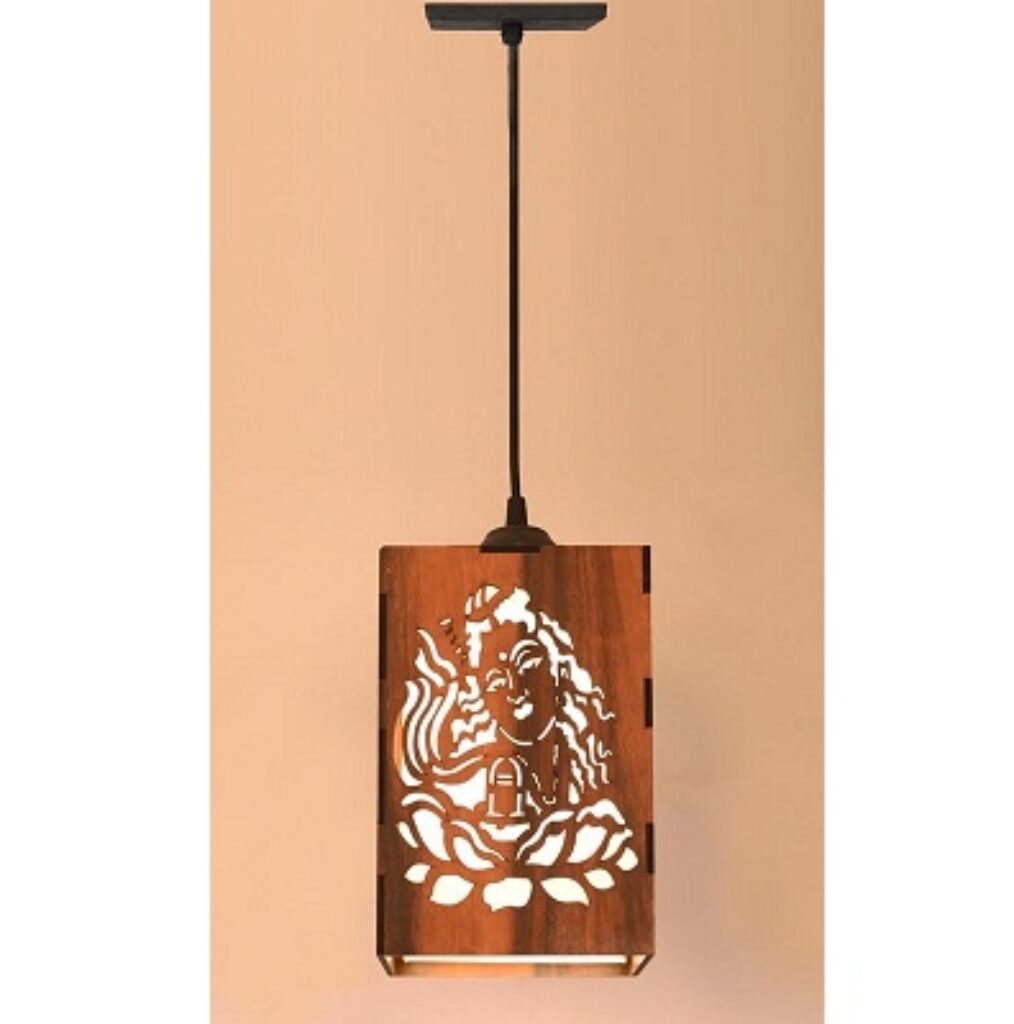 GOJEEVA Lord Shiva Wooden 10 Watts Ceiling Carved Pattern