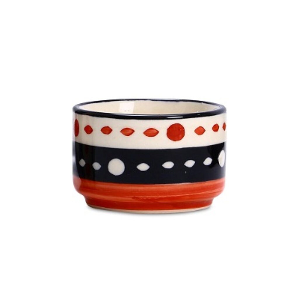 Caffeine Ceramic Stonewear Handmade Red & Black Dotted Dip and Sauce