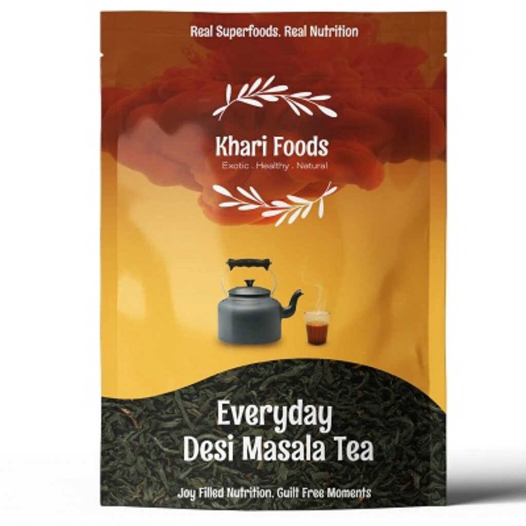 Khari Foods Desi Masala Tea 200g, Chai Infused WIth 5 Herbs - Ginger, Cardamom, Tulsi, Cinnamon, Clove