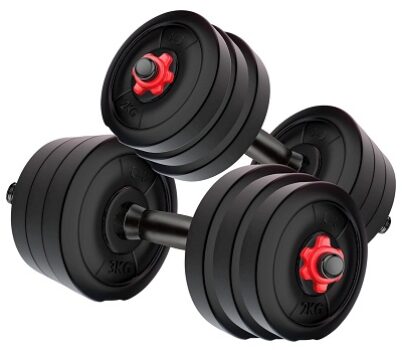 Kore PVC DM 4-40 Kg (Black/Black-Red/3 IN 1 Convertible) Dumbbells Set and Fitness Kit for Men and Women Whole Body Workout