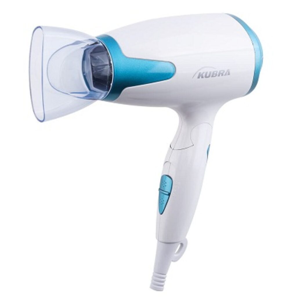 Kubra KB-162 1600 Watts Hair Dryer with automatic overheat protection with one detachable nozzle (Blue and white)