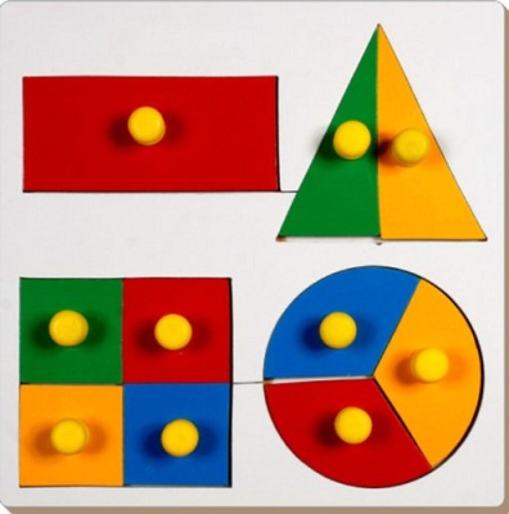 Little Genius Inset Shape Fraction Board with Knob (Multicolor)