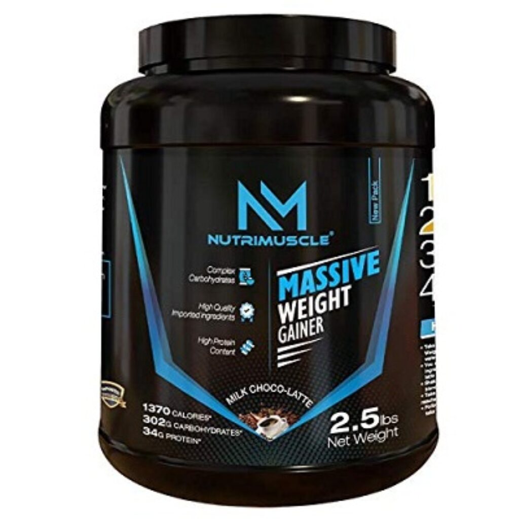 Nutrimuscle Massive Weight Gainer- 2.5 lbs - 1.134 kgs - Choco latte flavour for Weight