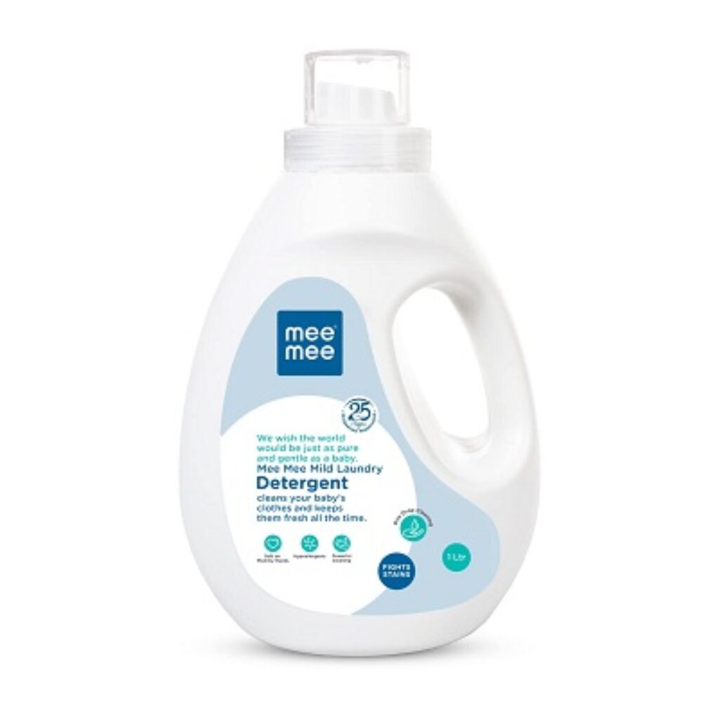 Mee Mee Mild Anti Bacterial Baby Liquid laundry Detergent, food grade, Hypoallergenic free, Soft on hands (Bottle, 1 Litre)