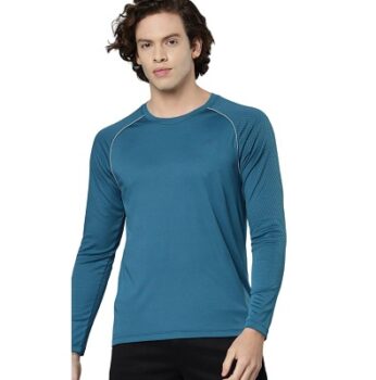 ALCiS Men Blue Slim Fit Training or Gym T-Shirt