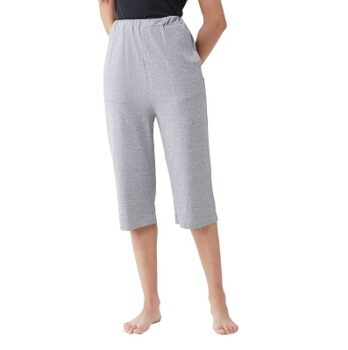 Miss Chase Women's Confortable Gray Cropped Solid Sleep and Loungewear Capri