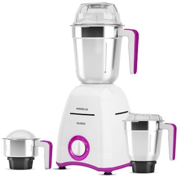 Havells Klassic 750 watts 3 Jar Mixer Grinder with 304 SS Blades, Large Size SS Jars, Break Resistant Polycarbonate Transparent Jar Lids With Twist & Lock Mechanism