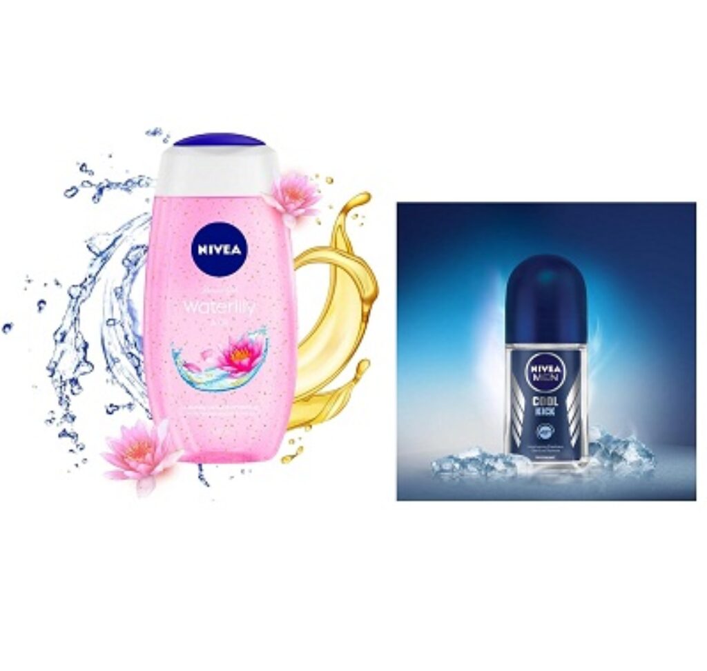 NIVEA Shower Gel, Water Lily & Oil Body Wash, Women, 250ml And NIVEA Men Roll-On Deodorant, Cool Kick, 50ml