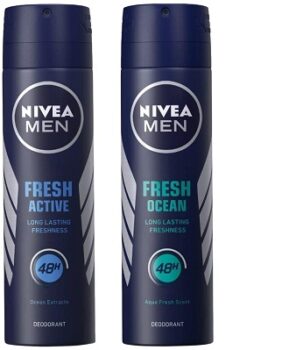 Nivea Deodorant, Fresh Ocean for Men, 150ml And Deodorant, Fresh Active Original for Men, 150ml