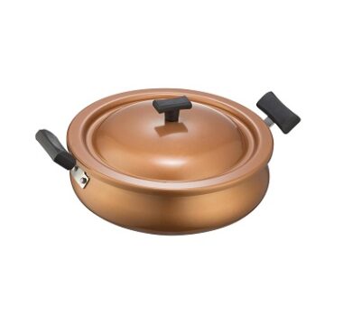 IVEO Non Stick with Lid Non Induction Premium Urali 240 mm with Aluminium NonStick lid Copper 4.5ltrs