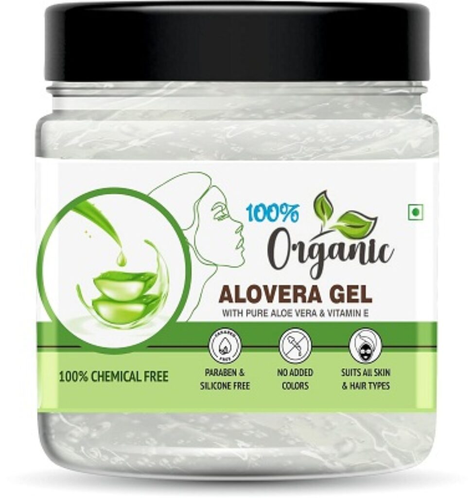 Organic 100% Aloe Vera Gel For Face, with Natural Aloe Vera & Vitamin E for Skin and Hair - 400 g