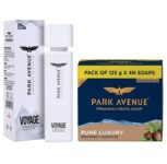 Park Avenue Voyage Amazon Woods Perfume, 120ml&Park Avenue Pure Luxury Soap Pack of 4 500gm