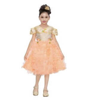 DHS Peach Coloured Girls Frock (6-7 Years)