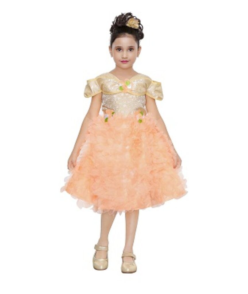 DHS Peach Coloured Girls Frock (6-7 Years)