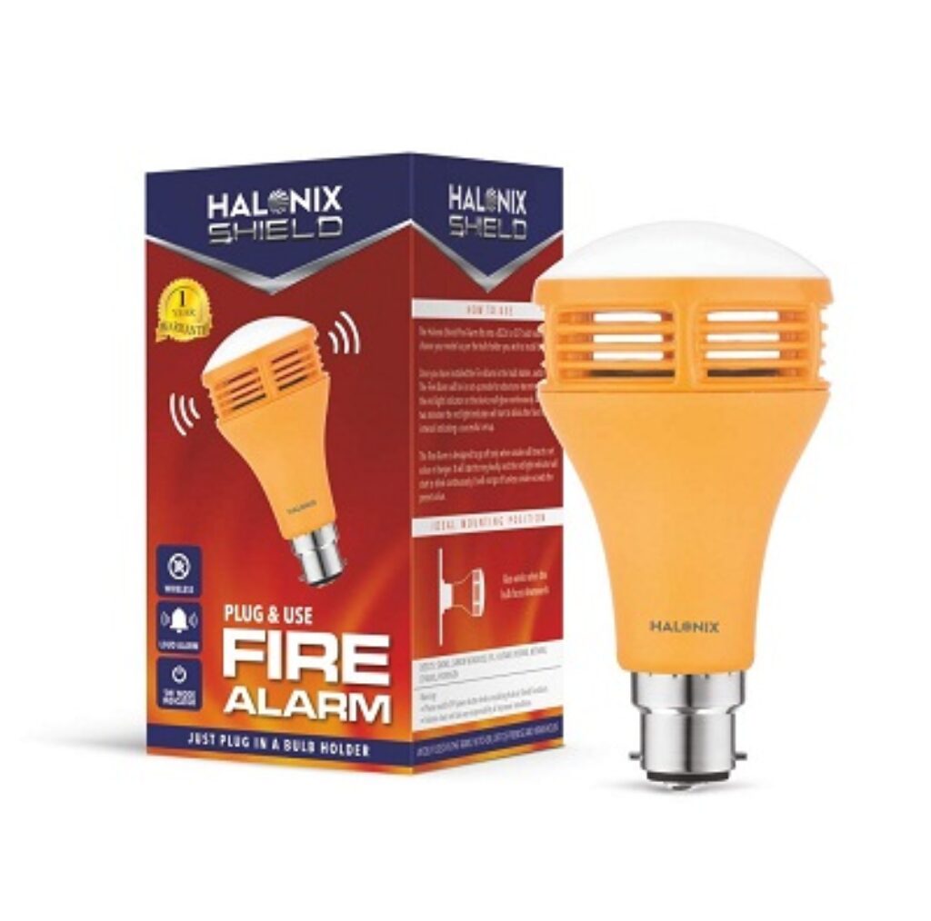 Halonix Shield Fire Alarm (Plug and use, Detects Smoke, Carbon Monoxide, LPG, Methane, Hydrogen) Loud Alarm, Yellow, Pack of 1.