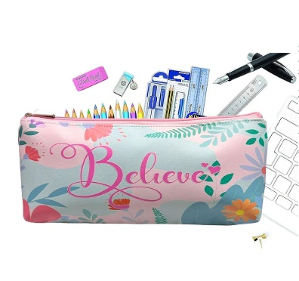 Beautiful Flower Print Pencil/Utility/Make up Pouch for Girls