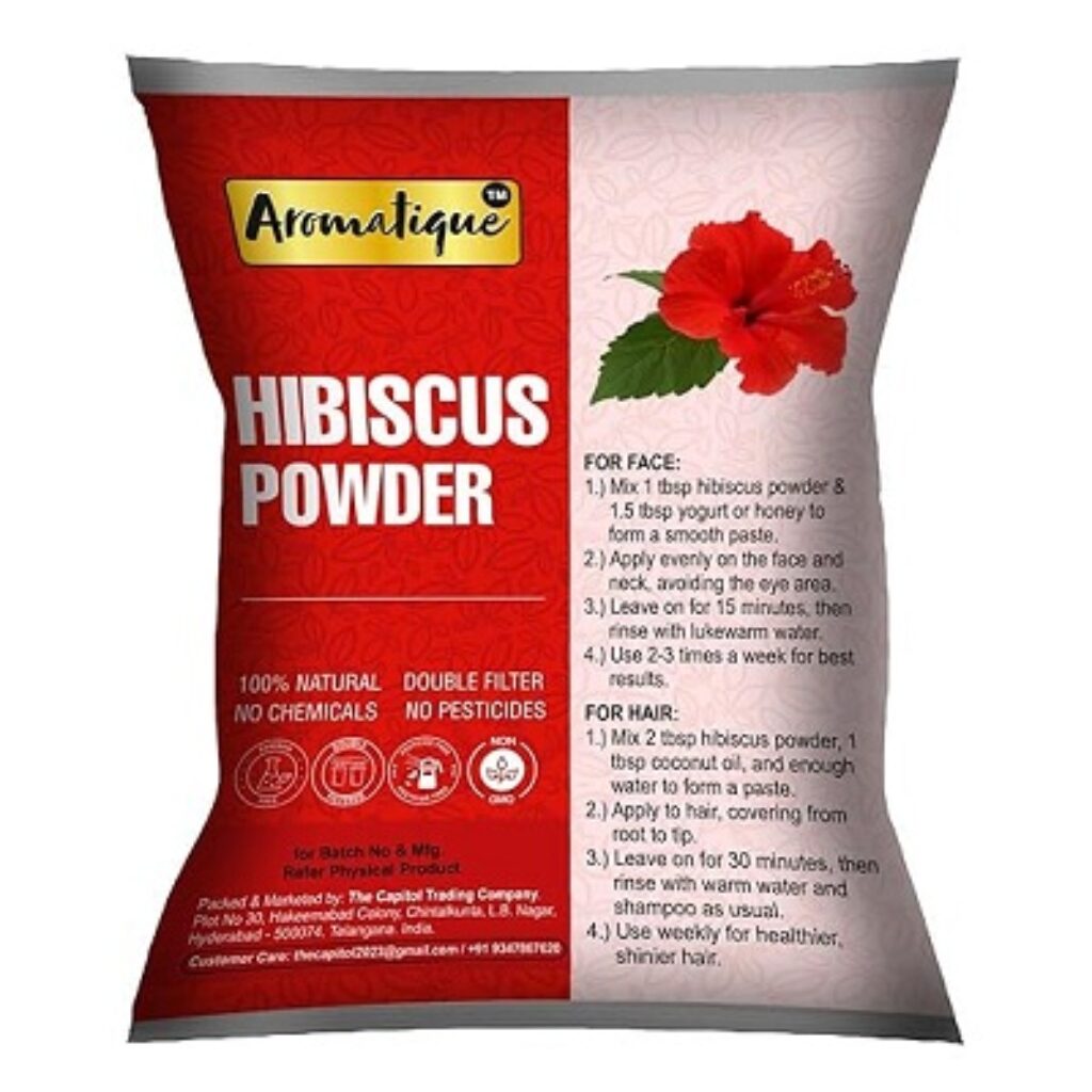 Aromatique Hibiscus Flower Powder 250gm - Natural Hair Growth Conditioner, Reduce Hair Loss and Split ends