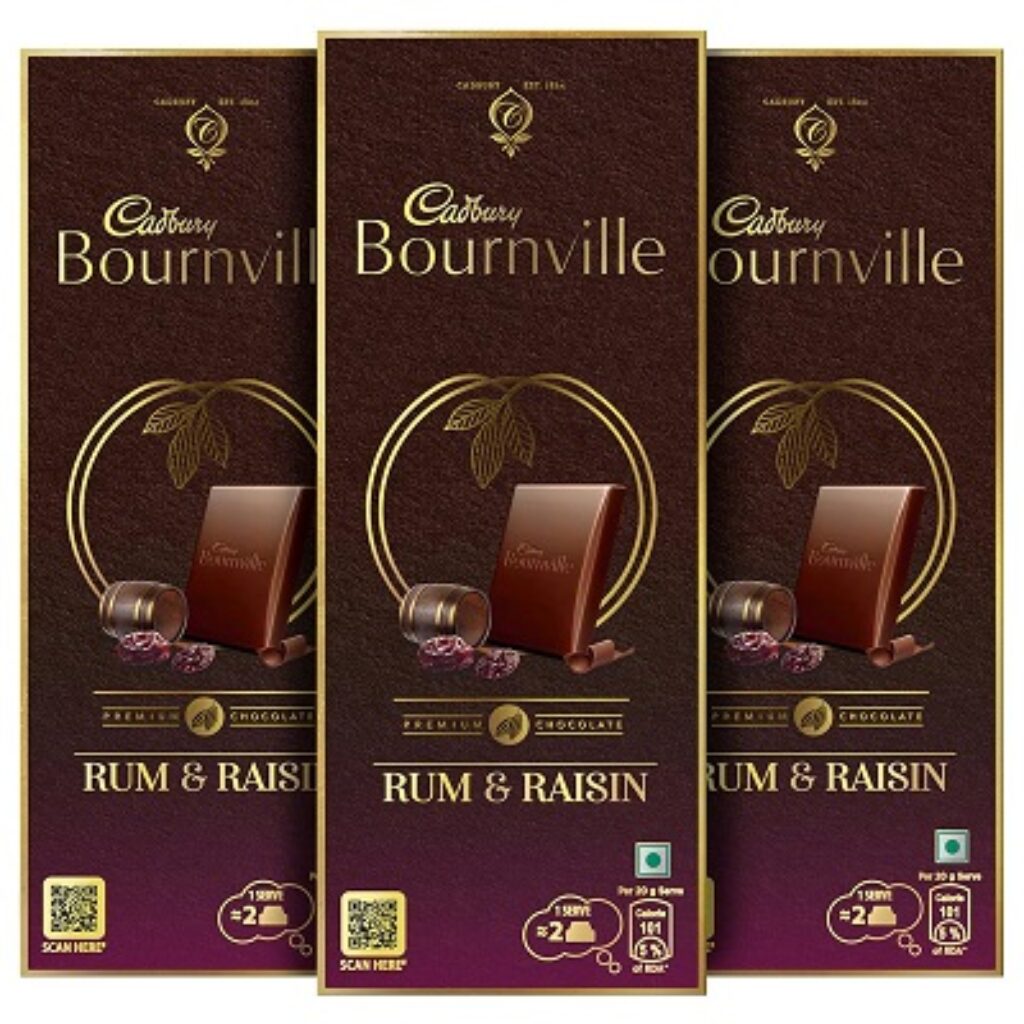 Cadbury Bournville Rum & Raisin Dark Chocolate Bar, 80 g (Pack of 3)