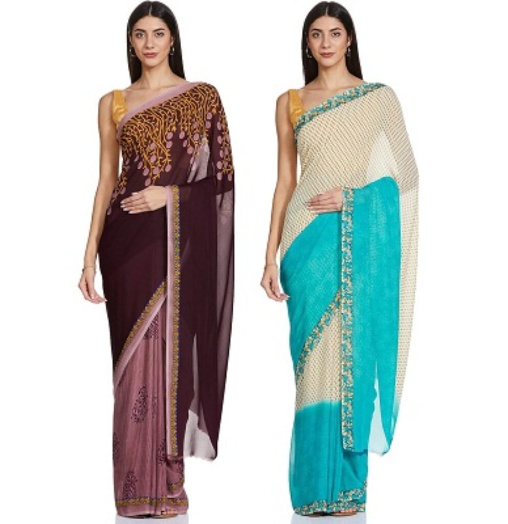 Kashvi sarees Women's Georgette Saree With Blouse Piece