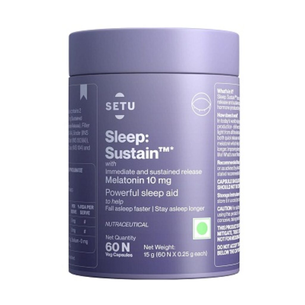 Setu Sleep Sustain - 60 Caps (Pack of 1) | Melatonin 10mg