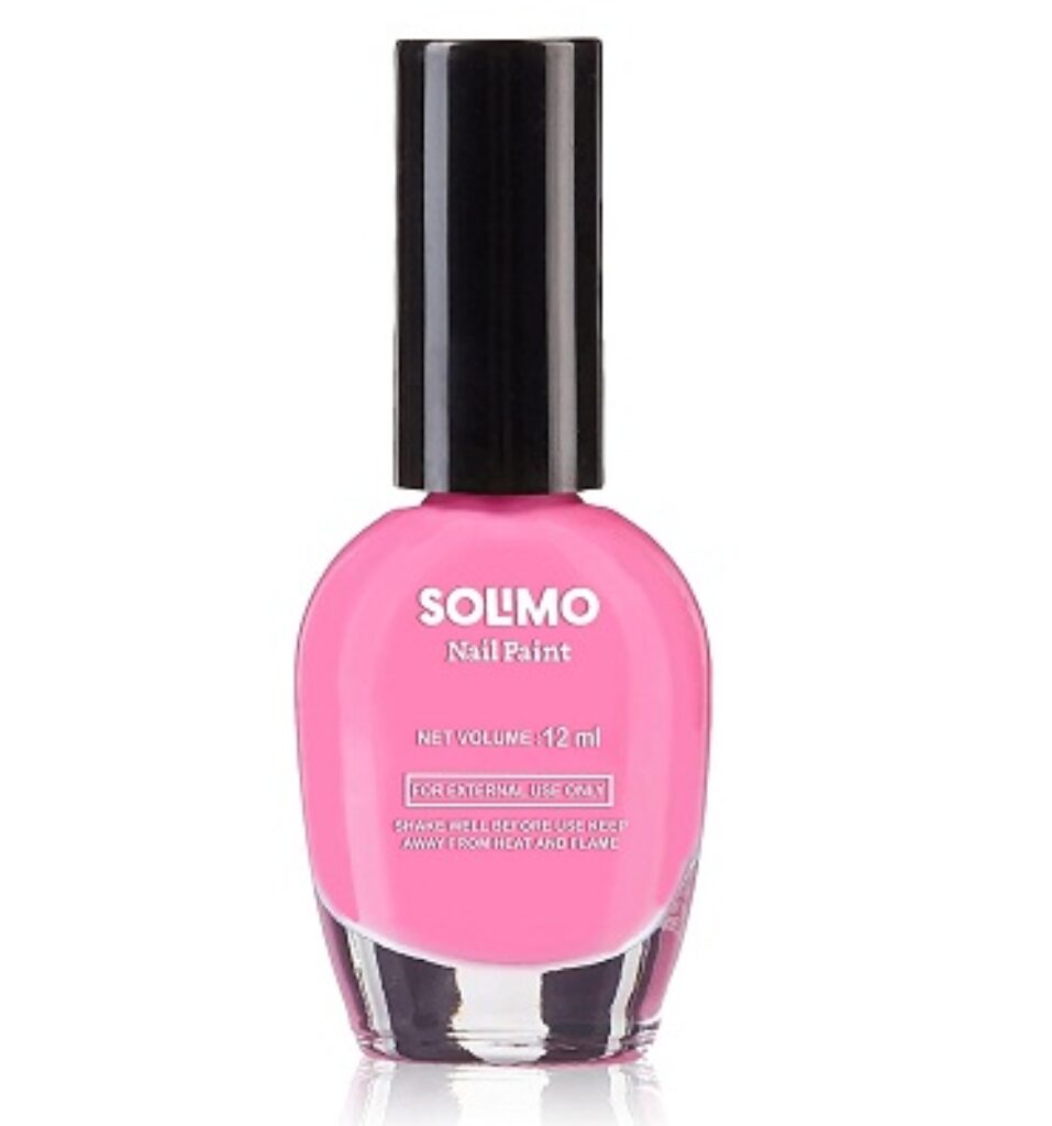 Solimo Fuchsia Pink Nail Polish, Toxin-Free, Quick Drying, Glossy Finish, 12 Ml