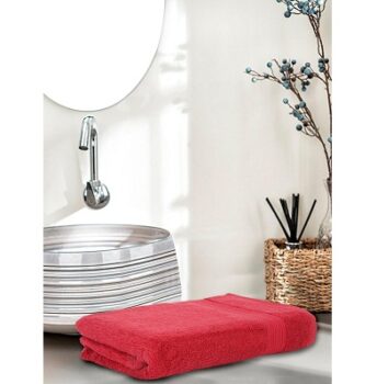 Amazon Brand - Solimo - Cotton Bath Towel | 500 GSM | Fade Resistant | Red