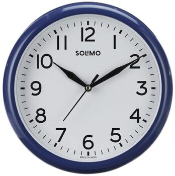 Amazon Brand - Solimo Round Wall Clock | Plastic | 10 Inch | Blue