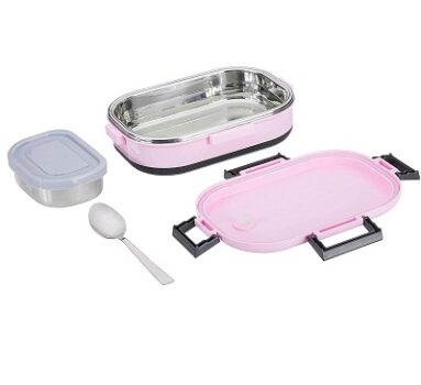 Amazon Brand - Solimo Stainless Steel Kids Choice Lunch Box | Pink