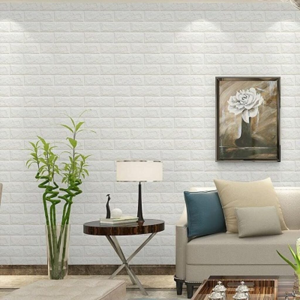 Amazon Brand - Solimo 3D White Brick Wallpaper