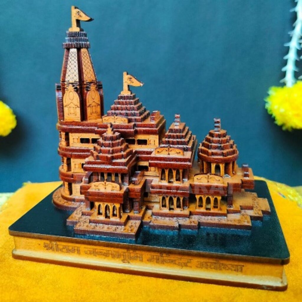 PRINT BHARAT AYODHYA 3D Wood Temple Model for Home/Office/Shop and Home