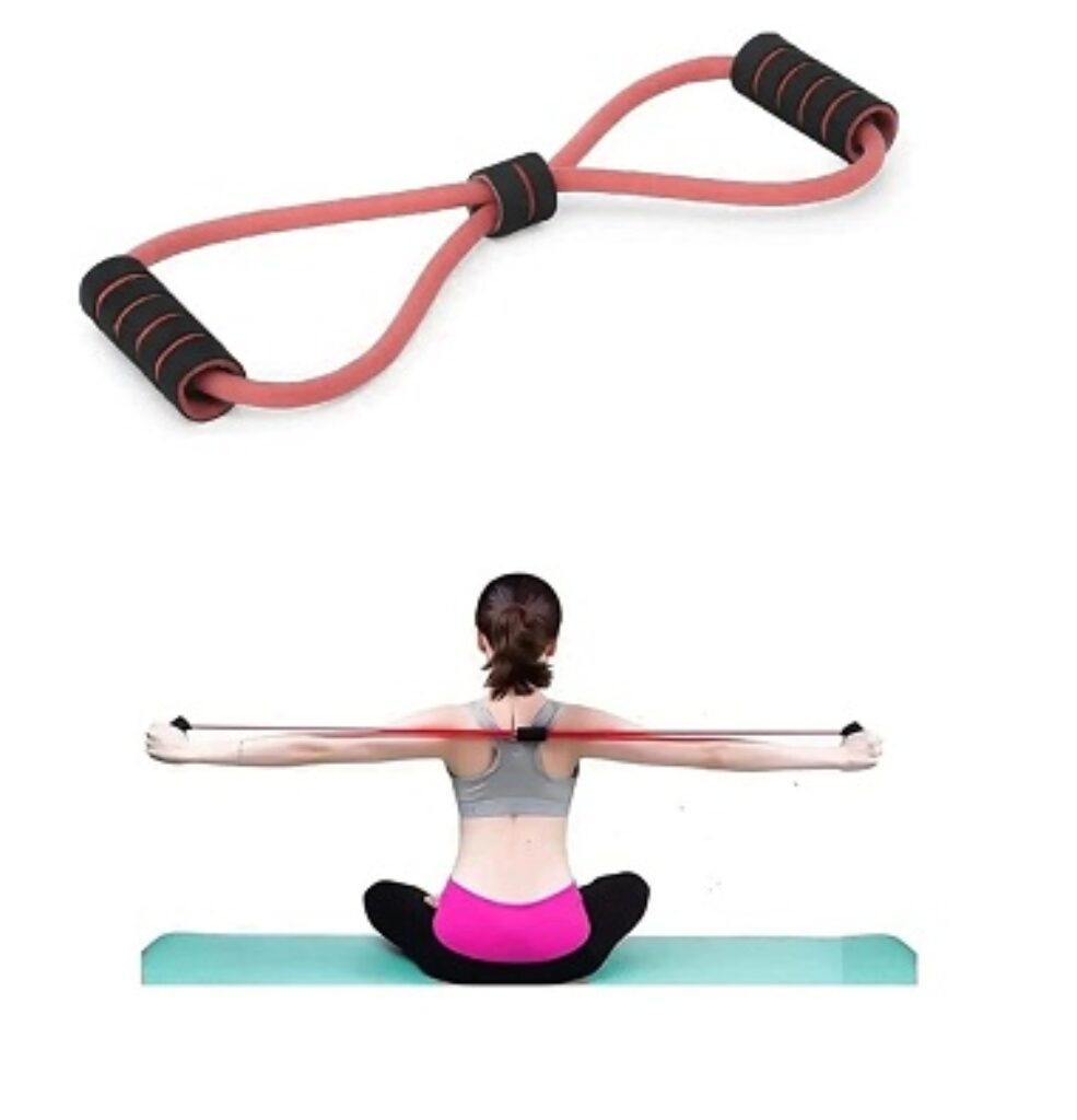 IDELLA Resistance Yoga Tube Band - 6.8kg (15lbs) Figure 8 Shaped Latex Tube, Soft Chest Expander Fitness Exercise, Workout Chest Arm & Shoulder Stretch Exercise Equipment