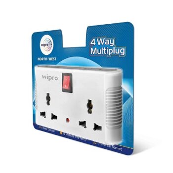Wipro 4 Way Multiplug Adaptor with 2 Universal Sockets