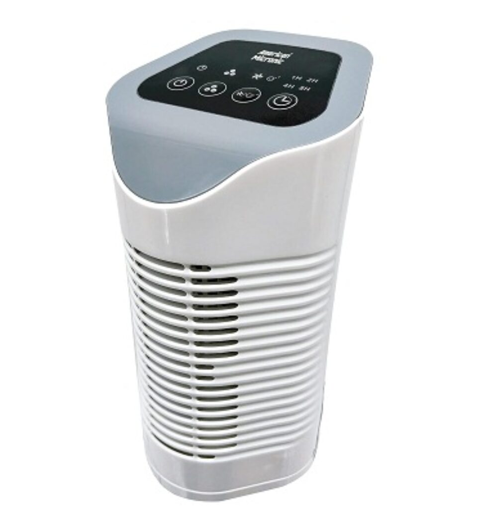 AMERICAN MICRONIC Instruments Imported Air Purifier with HEPA Filter Activated Carbon Filter and Ionizer for Room Size Upto 150 Sq Feet (Ivory & Grey) -AMI-AP1-22Dx