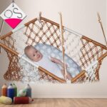 Patiofy Silk Baby Crib/Used as Baby Cradle Swing/Baby Jhula/Hanging Swing/Brown-White in Colour