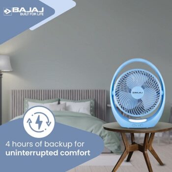 Bajaj Pygmy Go 178 mm Mini Fan with LED Lighting| Rechargeable Fan| USB Charging Fan