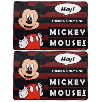 Fun Homes PVC Disney Mickey Mouse Anti-Slip Bath Mat (23"x15", Maroon) 2 Pieces - Fun0724