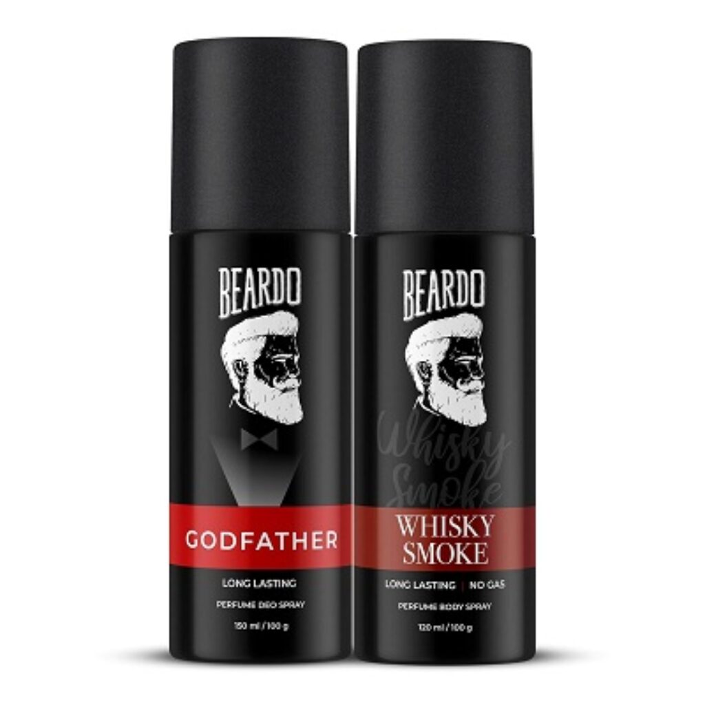 Beardo Godfather Perume Deo Spray 150ml and Whisky Smoke Perfume Body Spray 120ml Combo