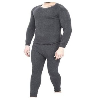 YOUNKY Unisex Woolen Thermal Wear Top and Bottom Set (Black, Free Size)