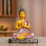 The Earth Store Poly Resin Sitting Dharma Lord Buddha in Yellow