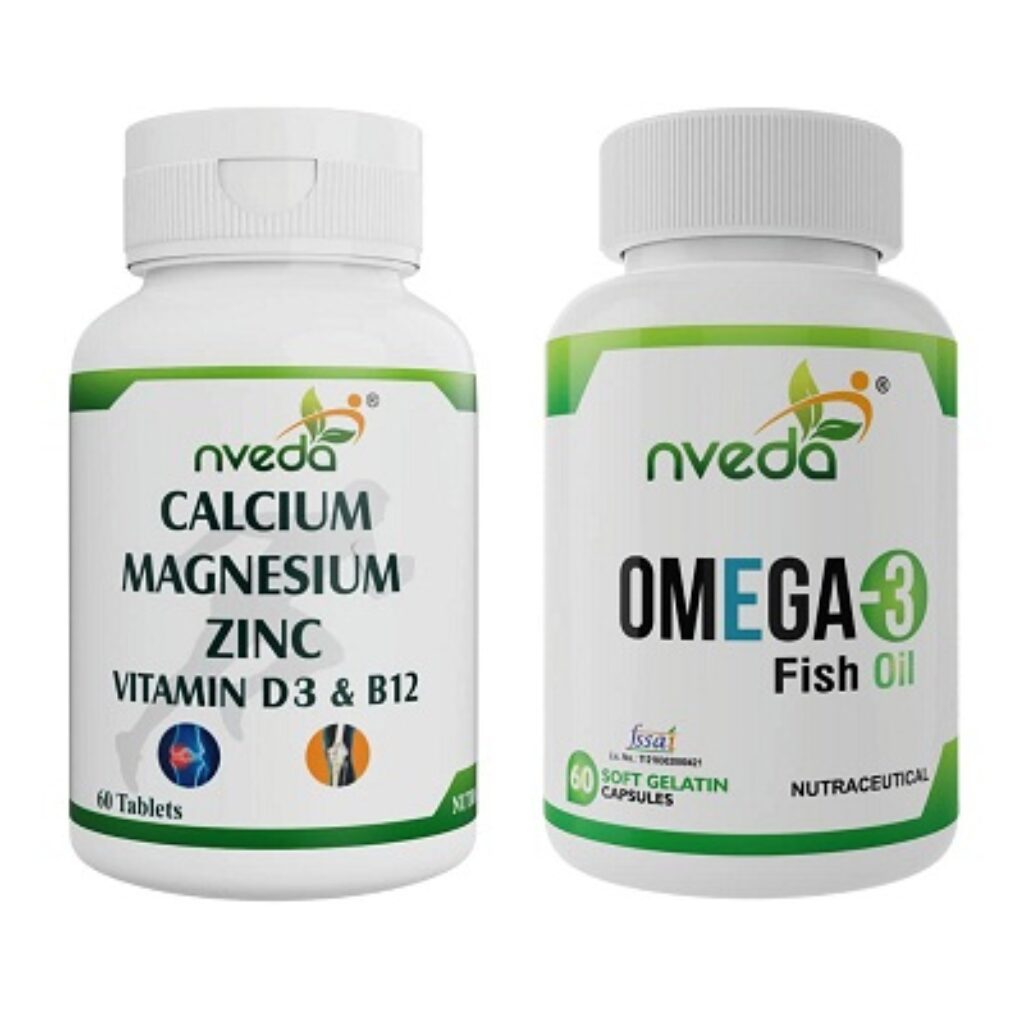Nveda Omega 3 Capsule For Men and Women, Fish Oil 60 Capsules with Calcium