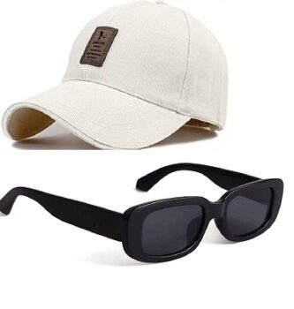 SELLORIA Brand A Soft Cotton Adjustable Unisex Cap and Sunglass Quick Drying Sun Heatt Protection for Men and Women (Freesize) Baseball Caps (Pack of 2)