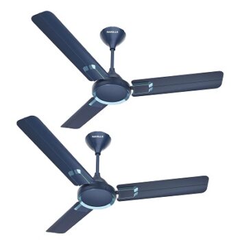 Havells Glaze 1200mm 1 Star Energy Saving Ceiling Fan (Sapphire Blue Chrome, Pack of 2)