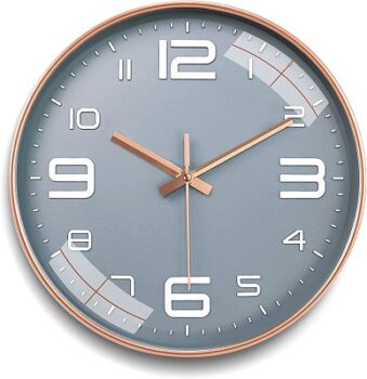 Rylan Wall Clock 12" Silent Quartz Decorative Latest Wall Clock Non-Ticking Classic Clock Battery Operated Round Easy to Read