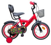 Beetle Sprinkles, 14T Kids Bike, 10 Inch Frame, Red, Single Speed Bike with Steel Frame & Chequered Tyres, Ideal for 4-6 Year olds Unisex, Height - 2.5 to 3.5 feet