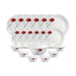 La Opala Diva, Classique Collection, Opal Glass Dinner Set 19 pcs, Soul Passion, White