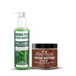 Pink Root Green Tea Pore Cleansing Facewash 100ml with Cocoa Butter Scrub 100gm