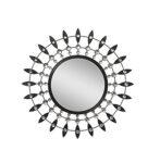 CHRONIKLE Decorative Floral Design Round Black and Silver Metal Frame Home Decor Wall Mirror (Size: 61 x 5 x 61 CM | Weight: 1360 grm | Color: Black & Silver)