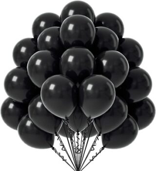 Flyloons 50 pcs Black Metallic Chrome Balloons