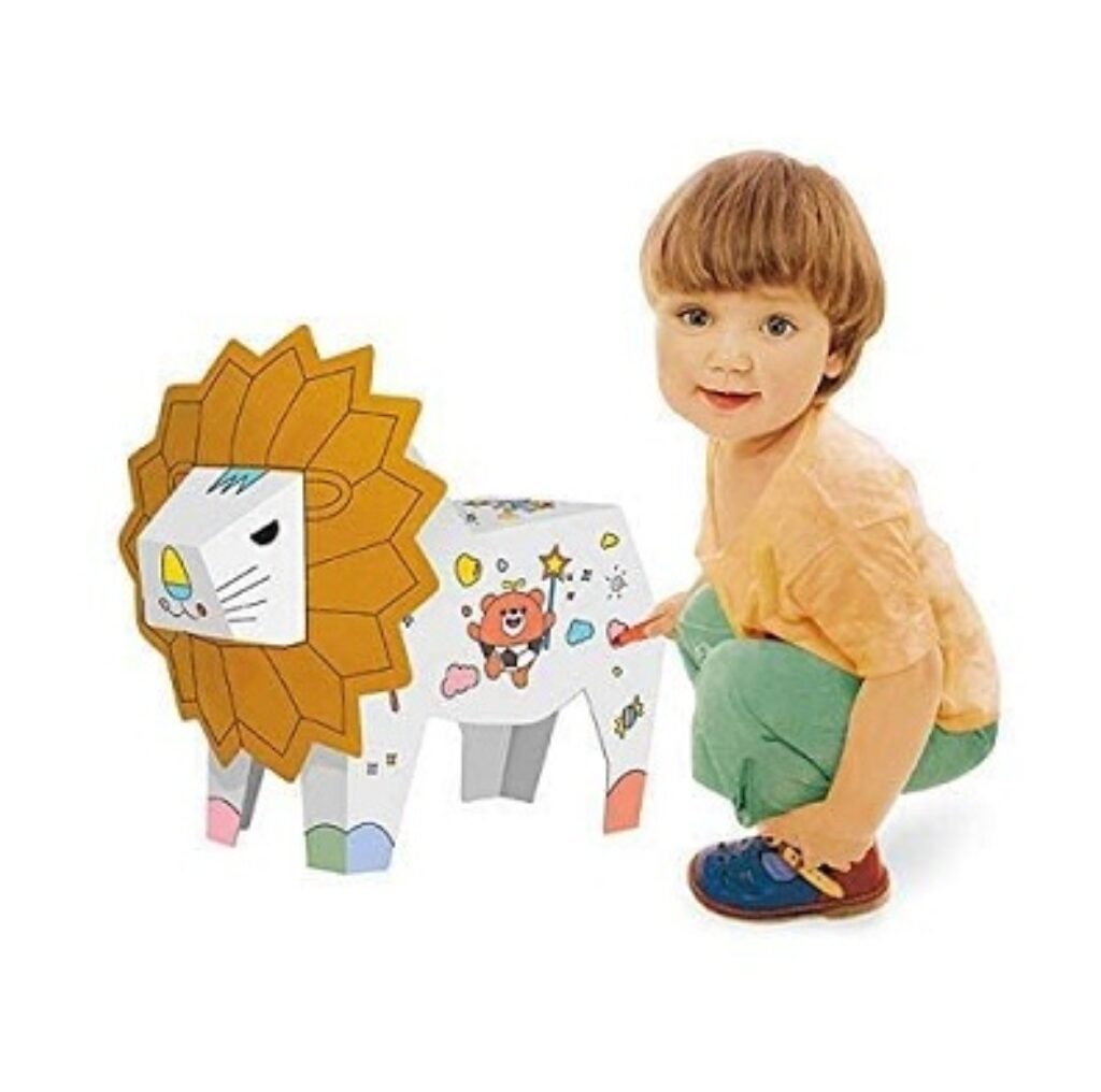 Crackles DIY 3D Paper`s Cardboard Folding Coloring Craft Animals Series-Lion